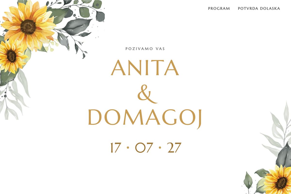 Sunflower digital wedding invitation - Papilon Design