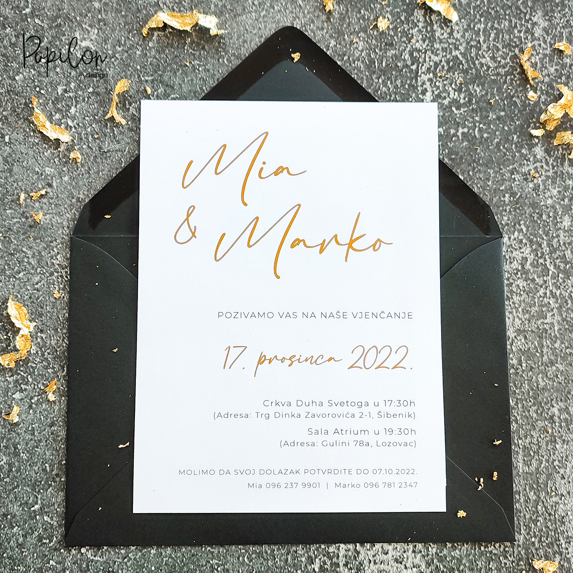 papilon design pozivnice za vjenčanje dizajn tisak zlatotisak foliotisak