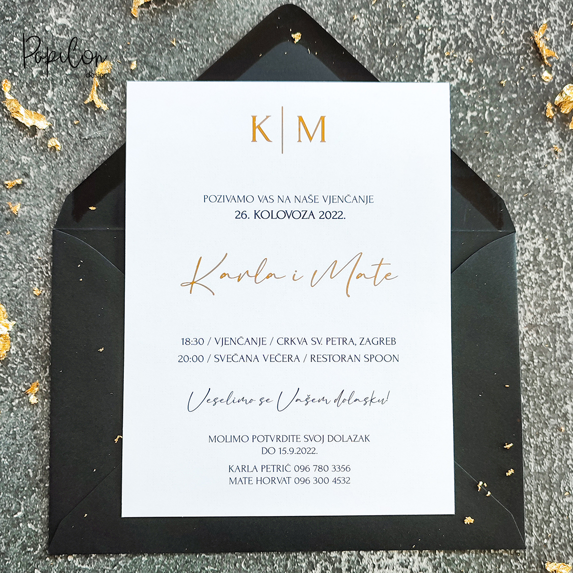 papilon design pozivnice za vjenčanje dizajn tisak zlatotisak foliotisak