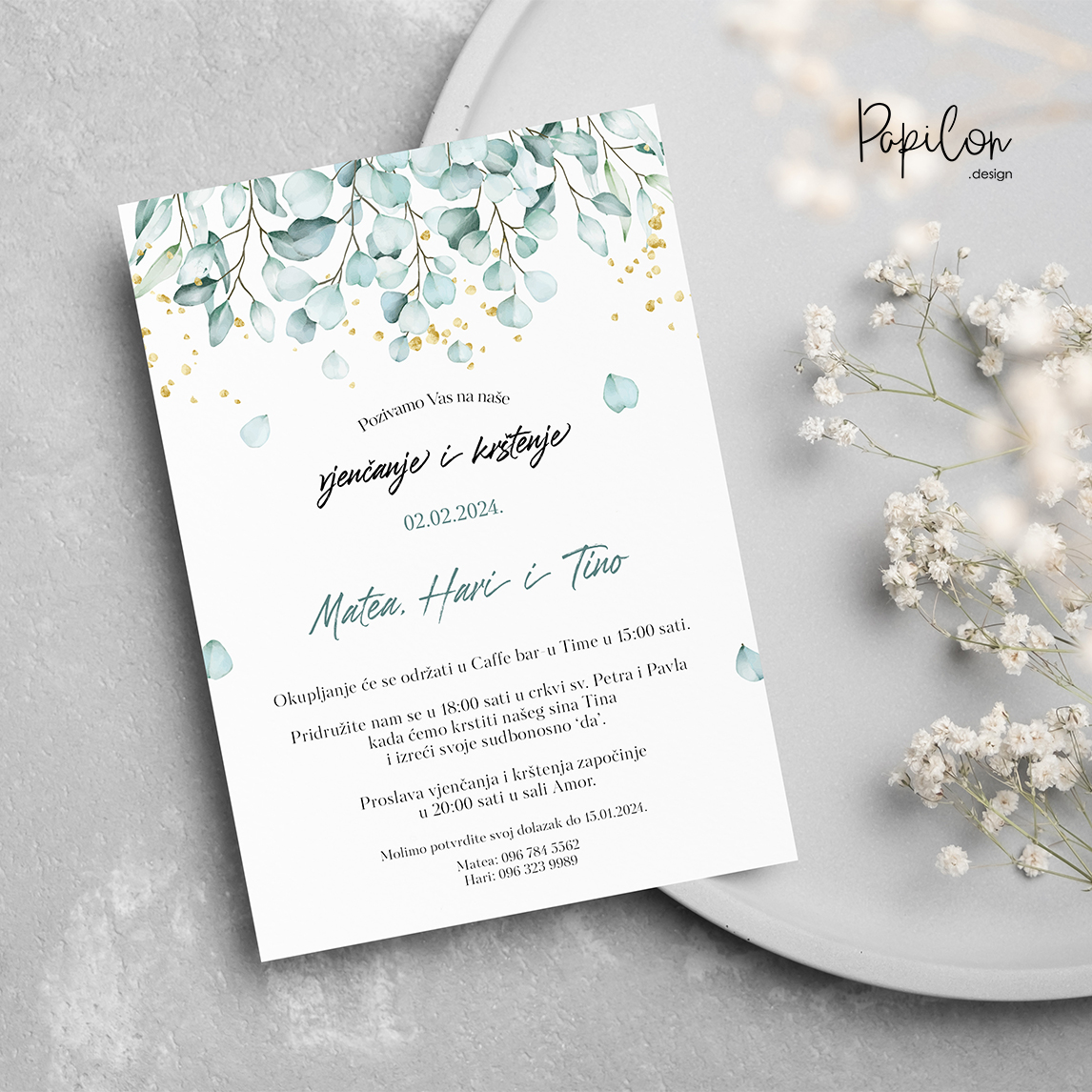 papilon design pozivnice za vjenčanje i krštenje